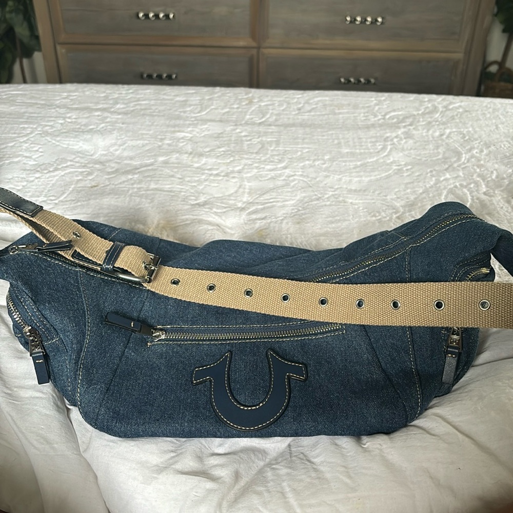 True religion sling bag with double cargo pockets